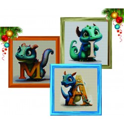 Dragon Letters 40x40cm Framed