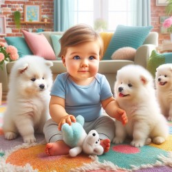 Boy with pups