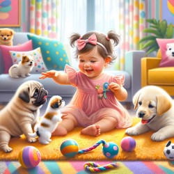 Girl and Pups