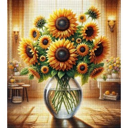 Sunflowers in glass Pot