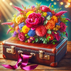 Flowers on suitcase