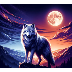 Wolf and full moon