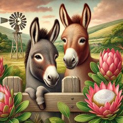 Donkeys on Farm 45x45