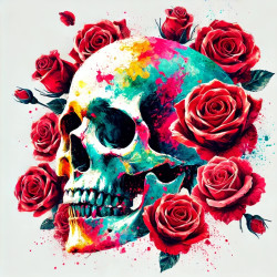 Red Roses Skull