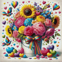 Colourful Flowers Cross Stitch