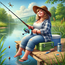 Fat lady fishing